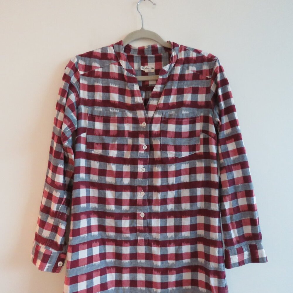 BRIDGE & BURN Dahlia Painted Plaid Red Dress Linen Cotton Prairie - Size XS - Picture 2 of 15